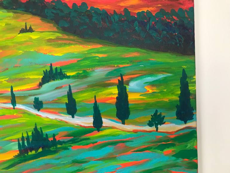 Original Art Nouveau Landscape Painting by Zelie Alice