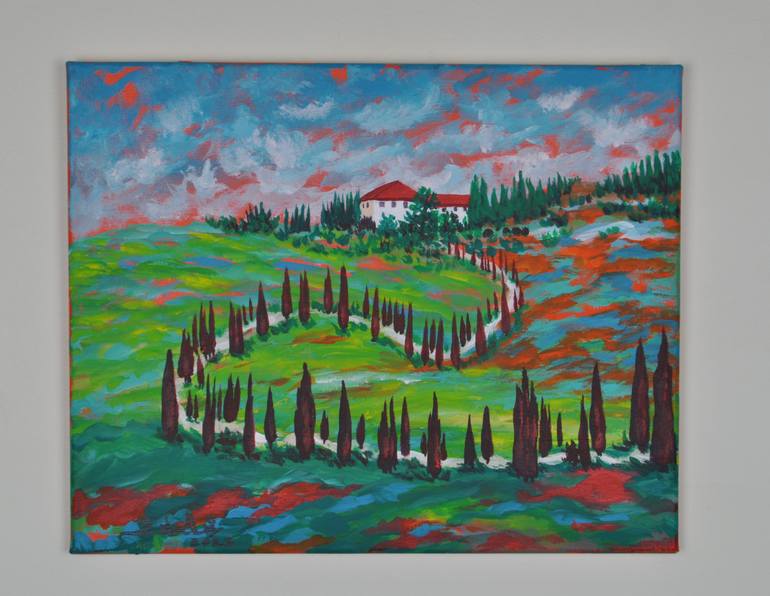 Original Art Nouveau Landscape Painting by Zelie Alice