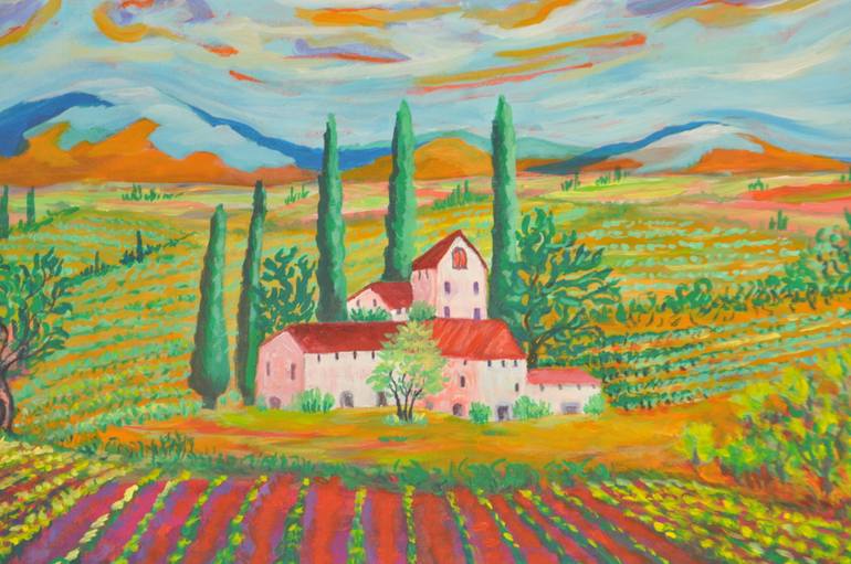 Original Art Nouveau Landscape Painting by Zelie Alice