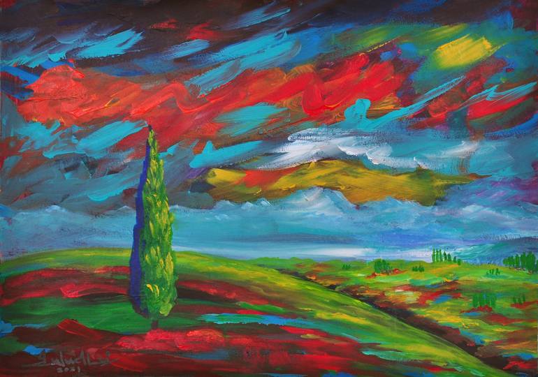 Original Abstract Expressionism Landscape Paintings by Zelie Alice