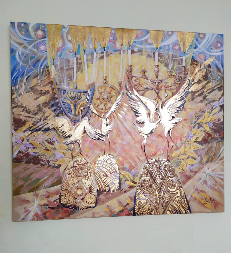 Original Art Deco Nature Painting by Loina  Nataliya Dzhurlyak