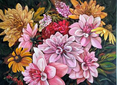 Original Photorealism Floral Paintings by Renata Minko