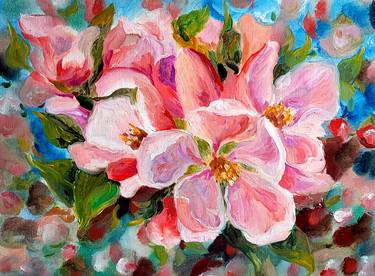 Apple blossom flower nature painting thumb