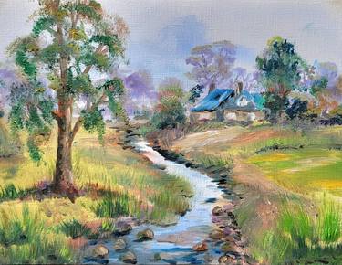 House by the Stream - original oil painting thumb