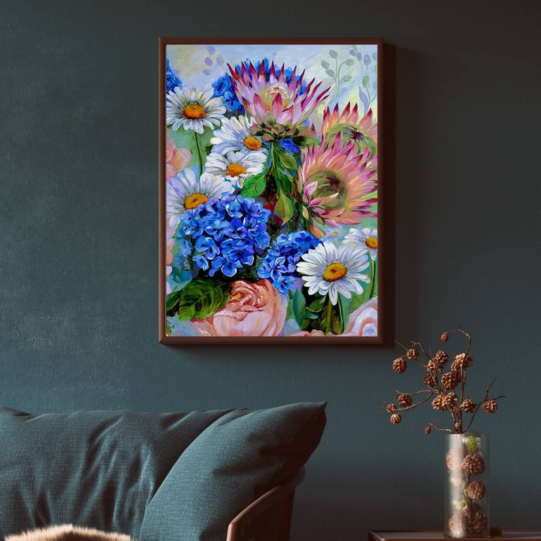 Original Abstract Expressionism Floral Painting by Renata Minko