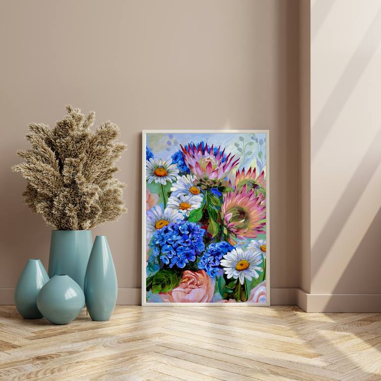 Original Abstract Expressionism Floral Painting by Renata Minko