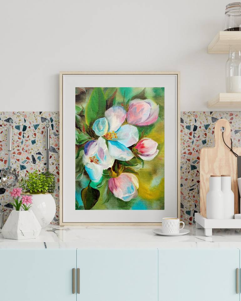 Original Abstract Floral Painting by Renata Minko