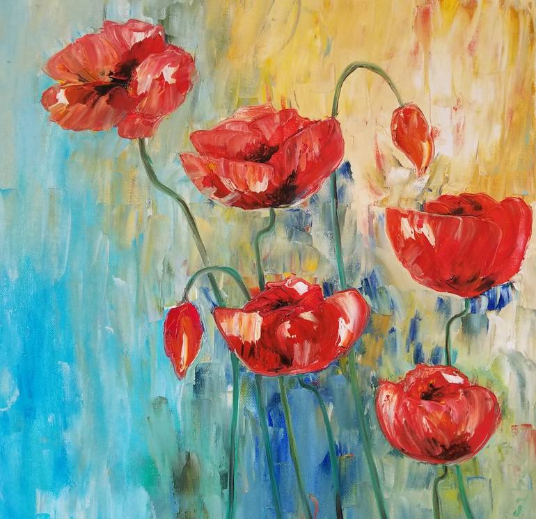 Red poppies Painting by Renata Minko | Saatchi Art