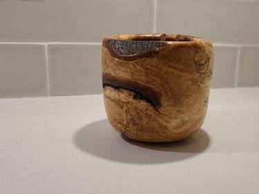 Spalted and Bark Inclusion!  Ash Tree - Wood Turned Vessel/Bowl - thumb