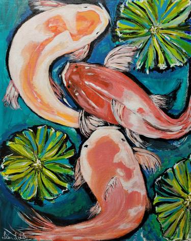 Original Abstract Expressionism Fish Paintings by Lisa Libby