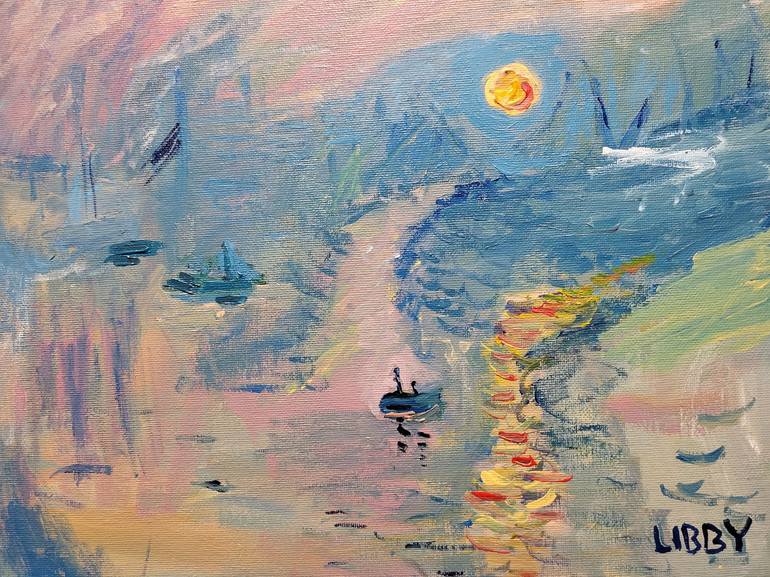 Original Impressionism Boat Painting by Lisa Libby