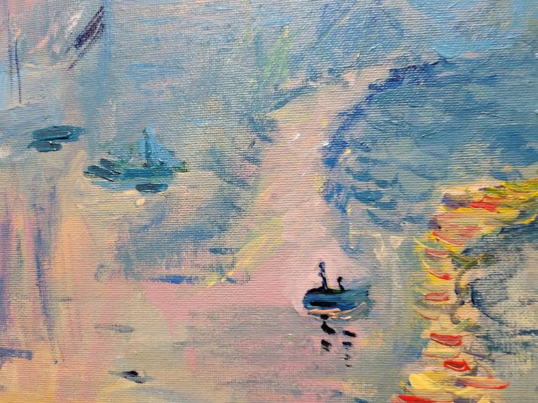 Original Impressionism Boat Painting by Lisa Libby