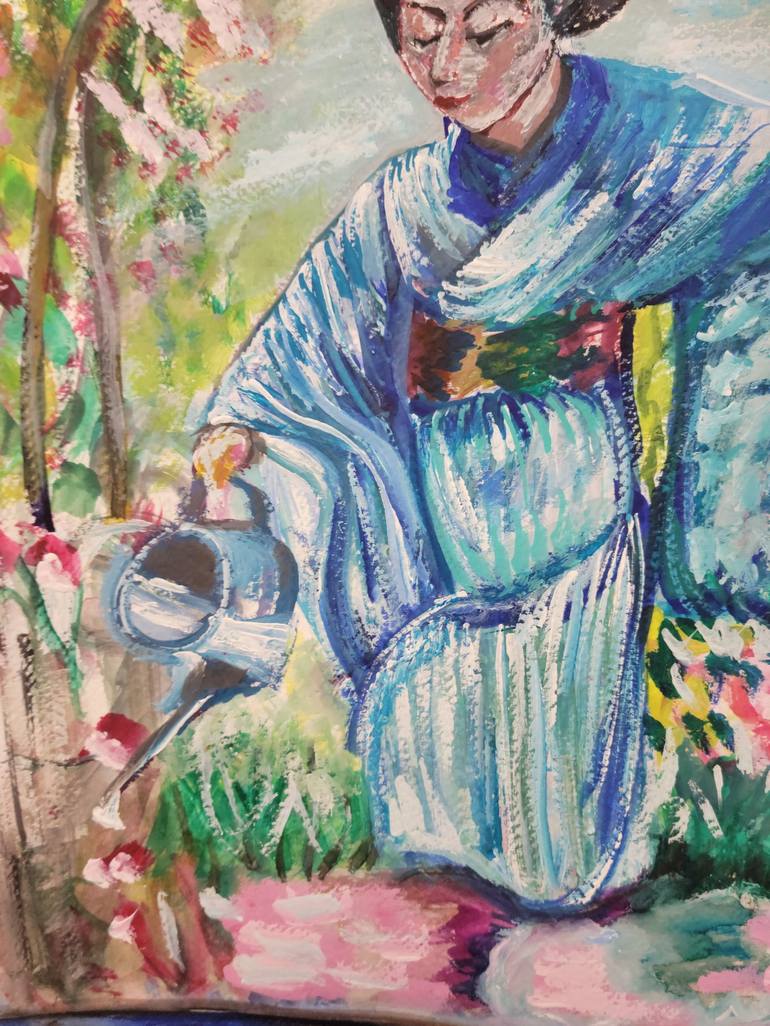 Original Impressionism Garden Painting by Lisa Libby