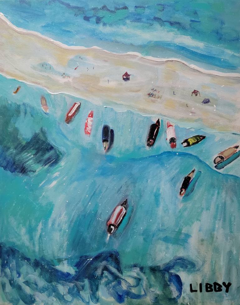 Original Abstract Expressionism Beach Painting by Lisa Libby