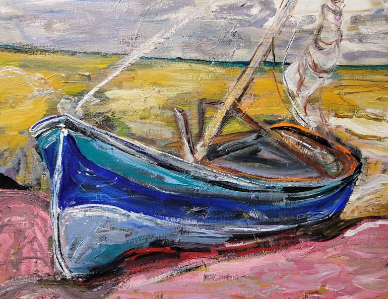 Original Abstract Expressionism Boat Painting by Lisa Libby