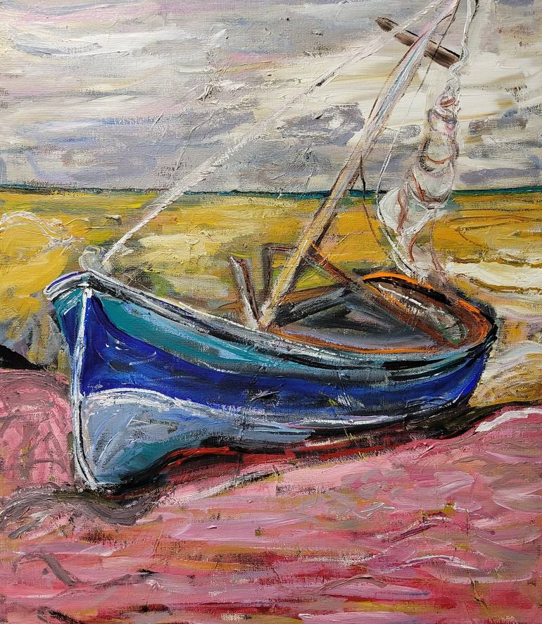 Original Abstract Expressionism Boat Painting by Lisa Libby