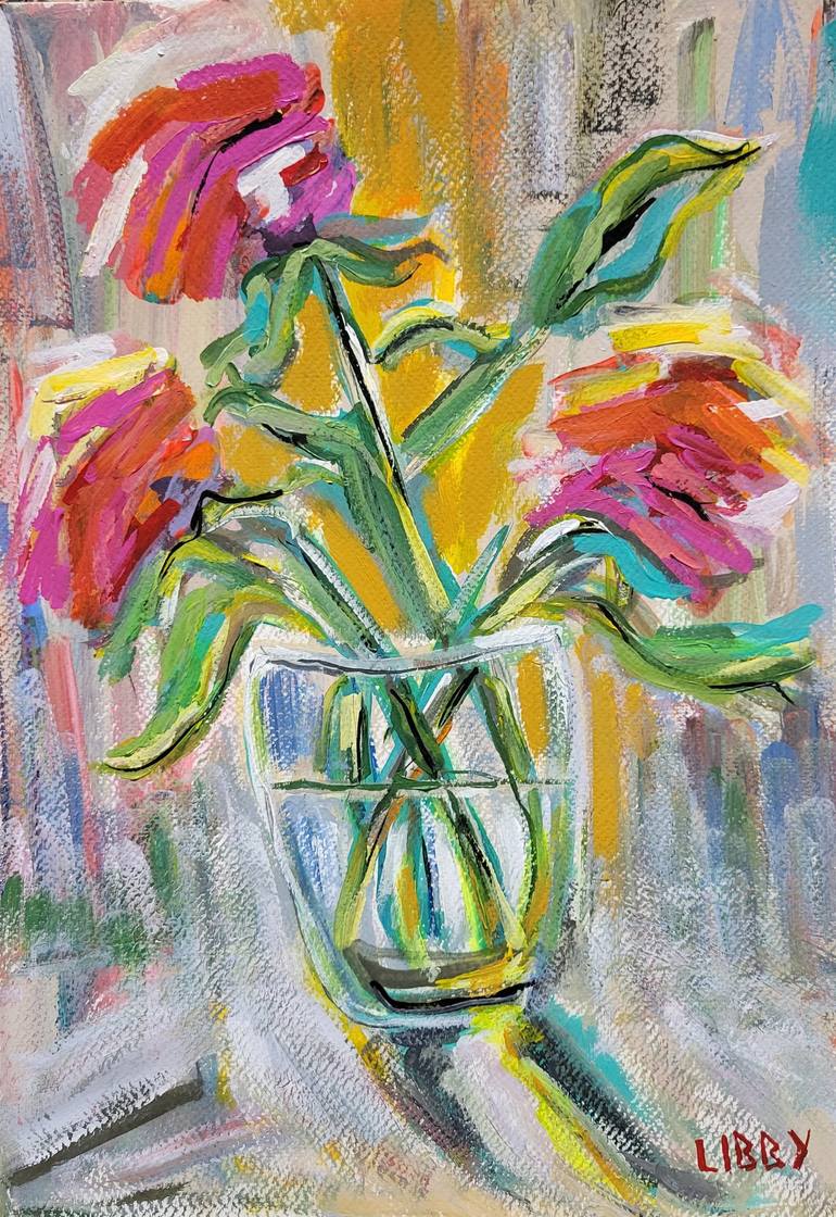 Original Abstract Expressionism Floral Painting by Lisa Libby