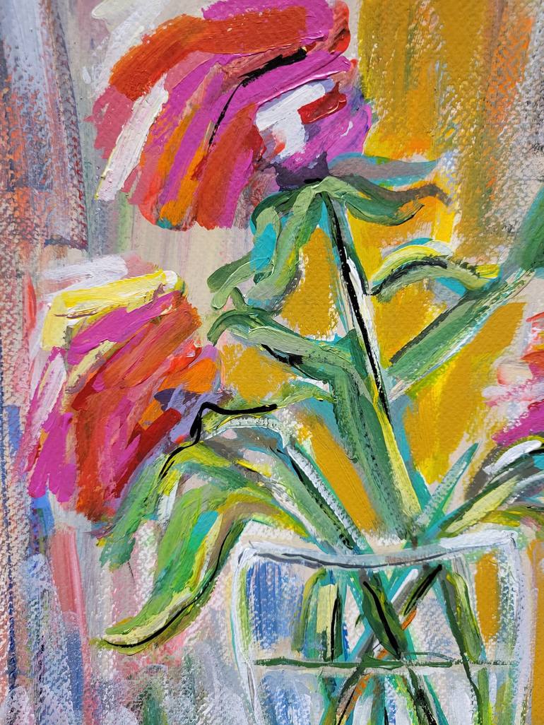 Original Abstract Expressionism Floral Painting by Lisa Libby