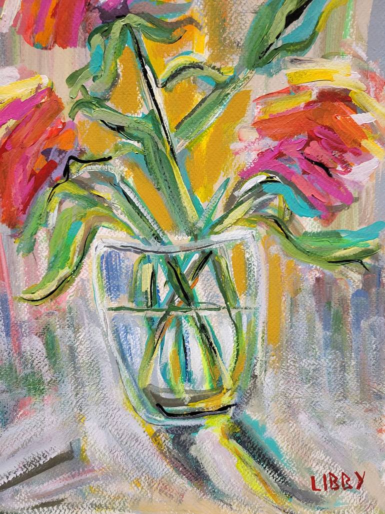 Original Abstract Expressionism Floral Painting by Lisa Libby