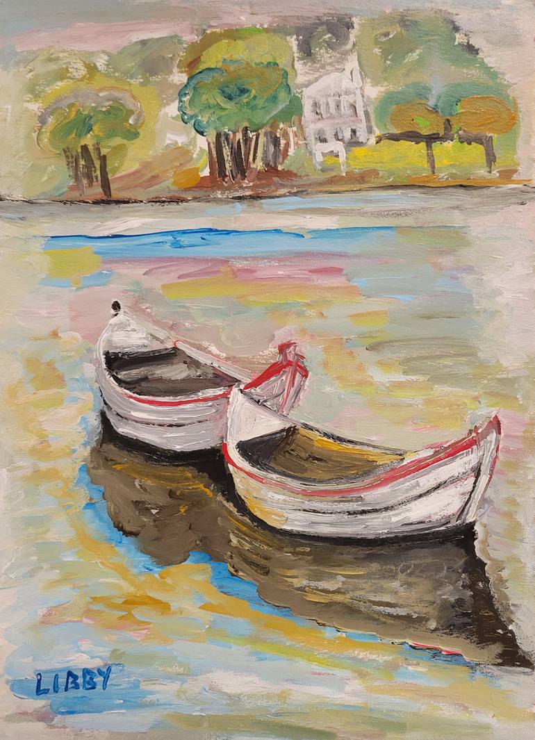Original Abstract Expressionism Boat Painting by Lisa Libby