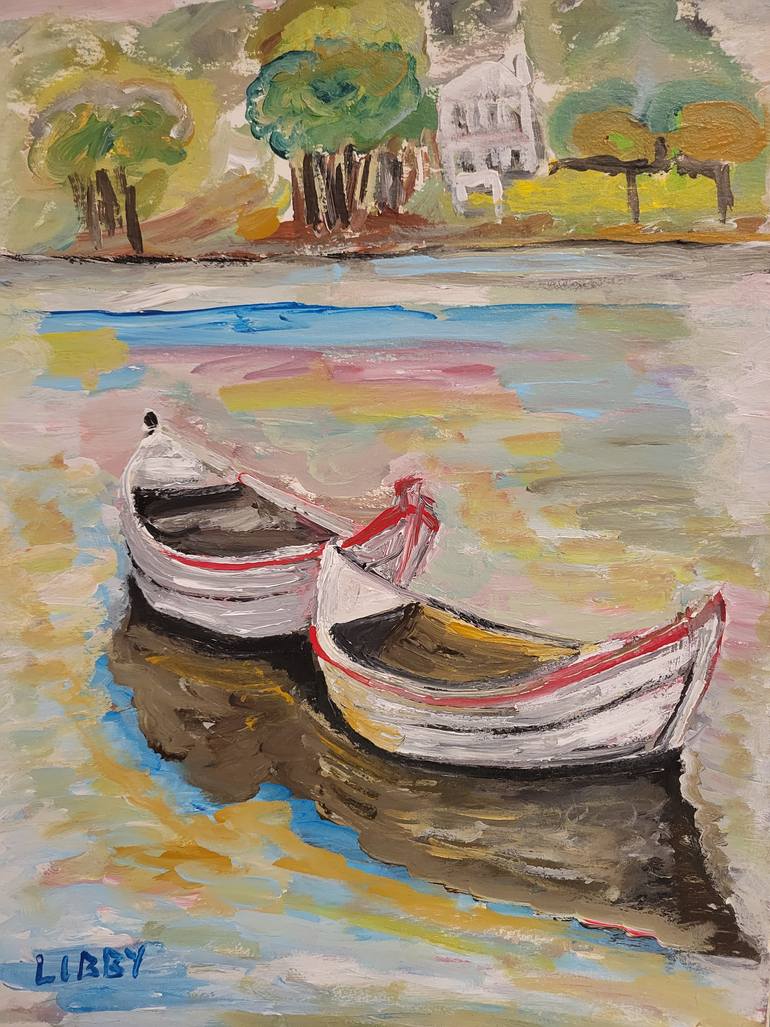 Original Abstract Expressionism Boat Painting by Lisa Libby