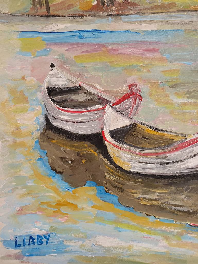 Original Abstract Expressionism Boat Painting by Lisa Libby