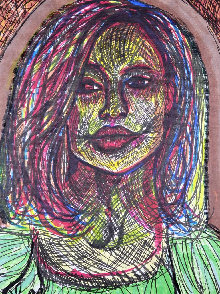 Original Abstract Expressionism Portrait Mixed Media by Lisa Libby