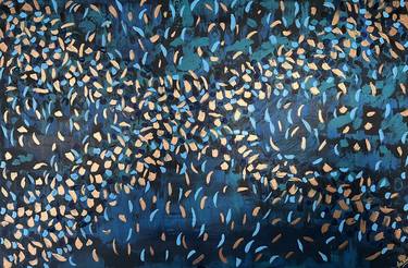 Blooming Blue 121.8 cm x 182.8 cm Blue Textured Abstract Painting thumb