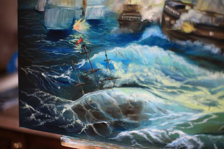 Original Fine Art Ship Painting by Julia Crystal