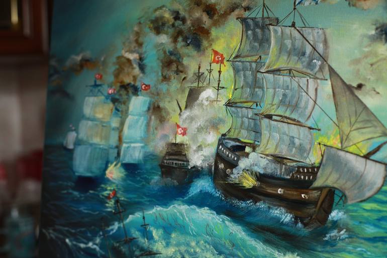 Original Fine Art Ship Painting by Julia Crystal