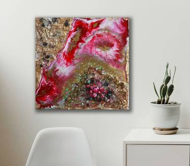 Hot pink Geode wow effect. Resin art. Mineral stone. thumb