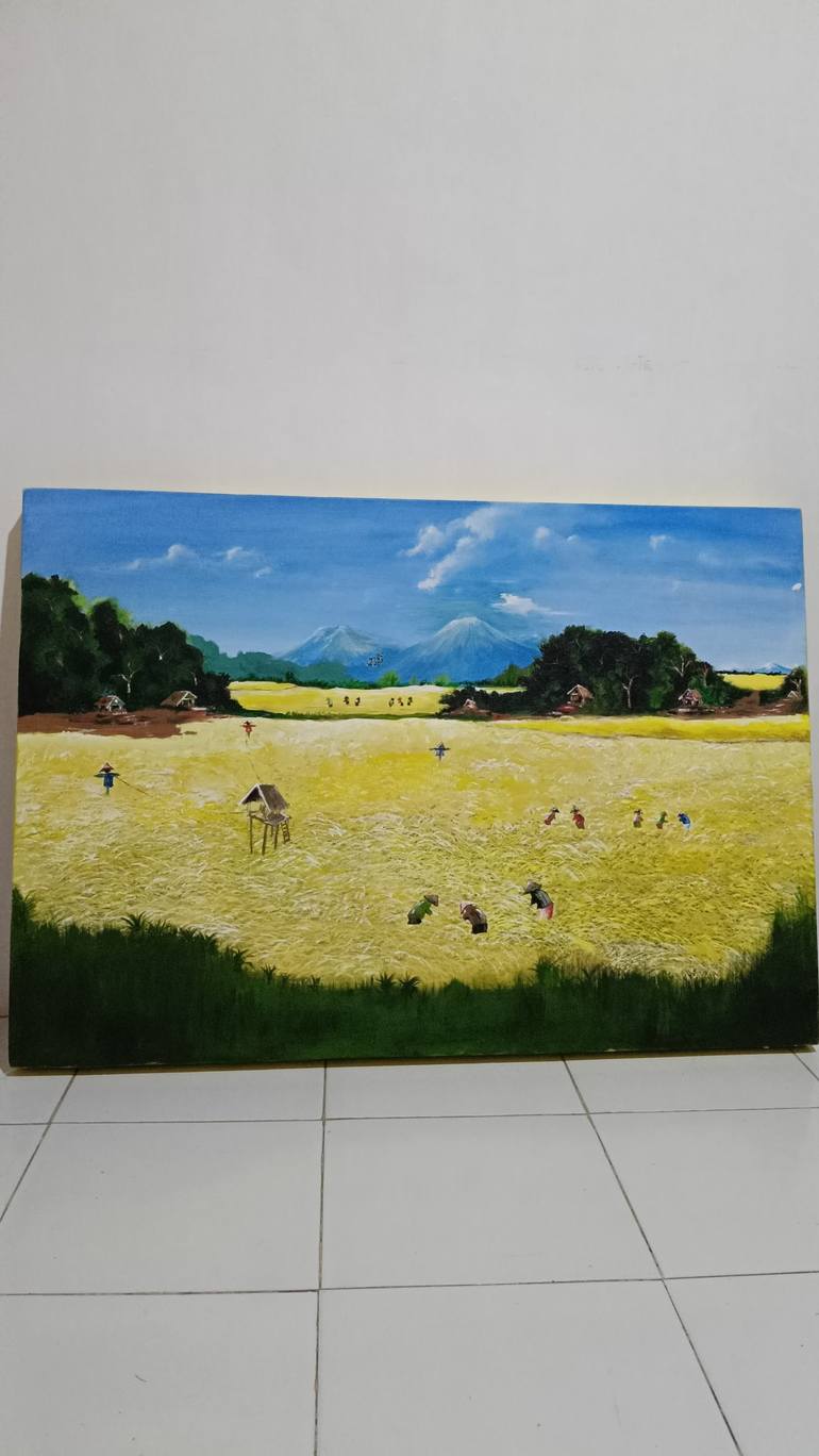 Original Art Deco Landscape Painting by moses panji