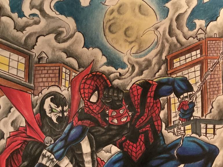 Spider-Man vs Spawn Drawing by Yojan Holguin | Saatchi Art