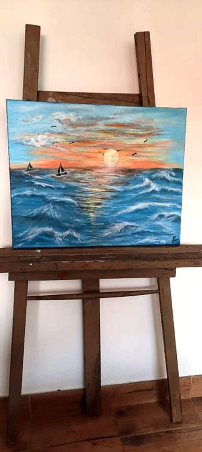 Original Fine Art Seascape Painting by Sanja Rubelj