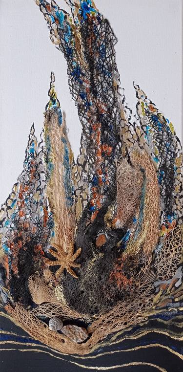 Reef - texture painting, real shells, cactus sceleton thumb
