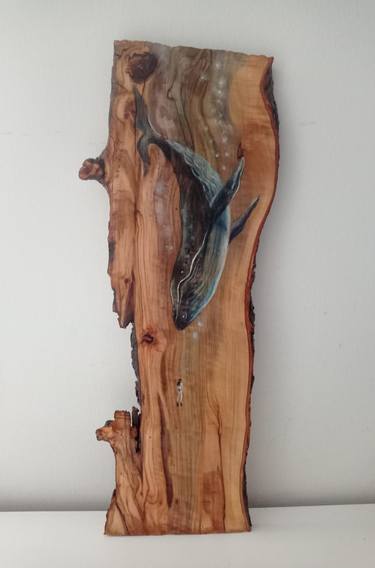Contact - whale olive wood Wall Plaques thumb