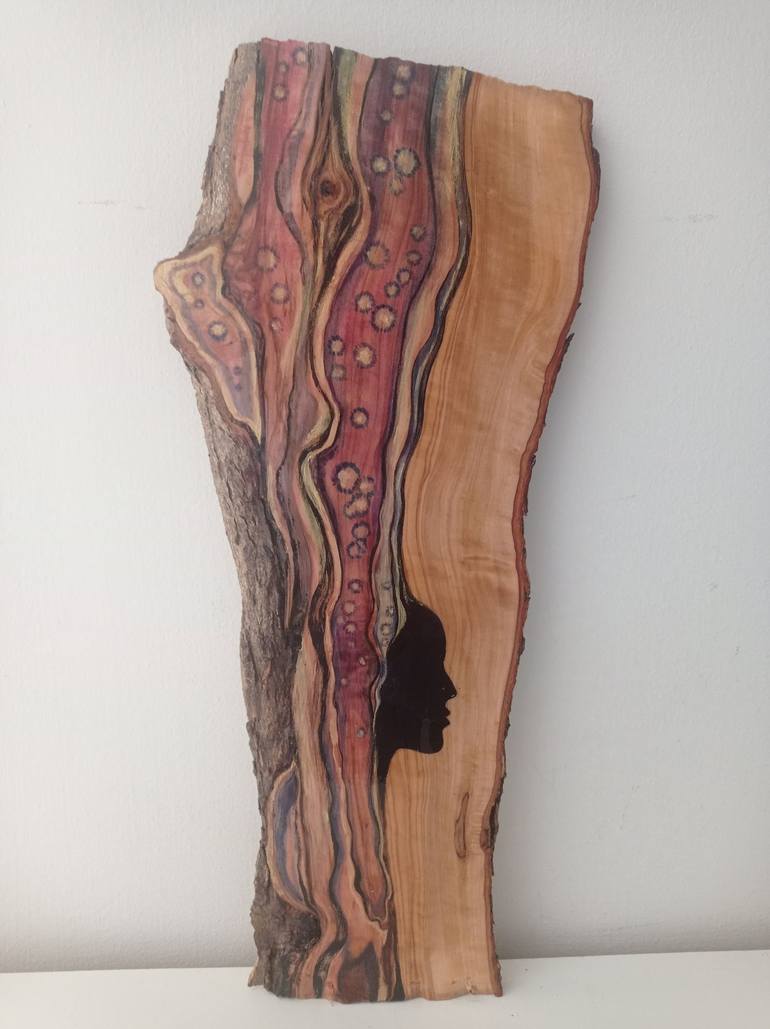 Profilo femminile - olive wood Wall Plaques Sculpture - Print