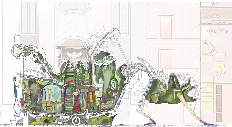 Hippo Insect Hybrid Drawing by Masha Gerzon | Saatchi Art