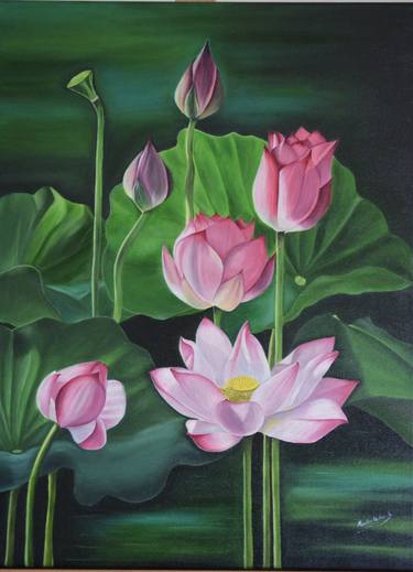 Print of Realism Floral Paintings by Mukulika Saha