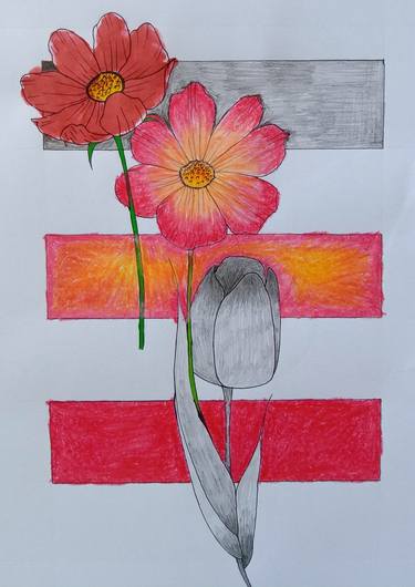 Floral Drawing with Charcoal and Graphite Sticks Drawing by Mobeen Jaffri