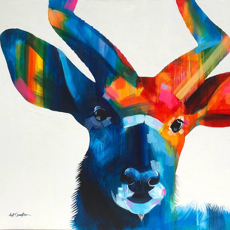Fluorescent Painted Male Nyala Painting by Ant Crampton | Saatchi Art