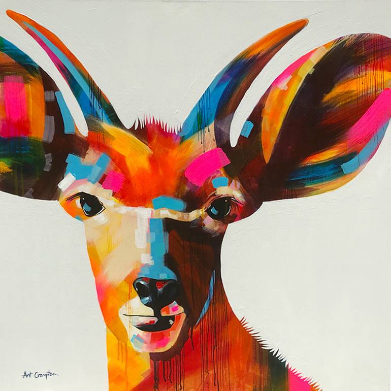 Female Kudu painted with fluorescent paint. Painting by Ant Crampton ...
