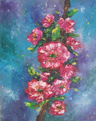 Cherry blossoms Small Painting Impasto Oil Painting thumb