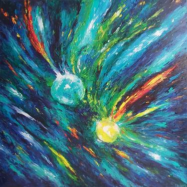 Cosmic Universes Galactic Painting Artistic Impasto thumb