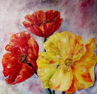 Poppies.Flowers painting.Oil on canvas. thumb
