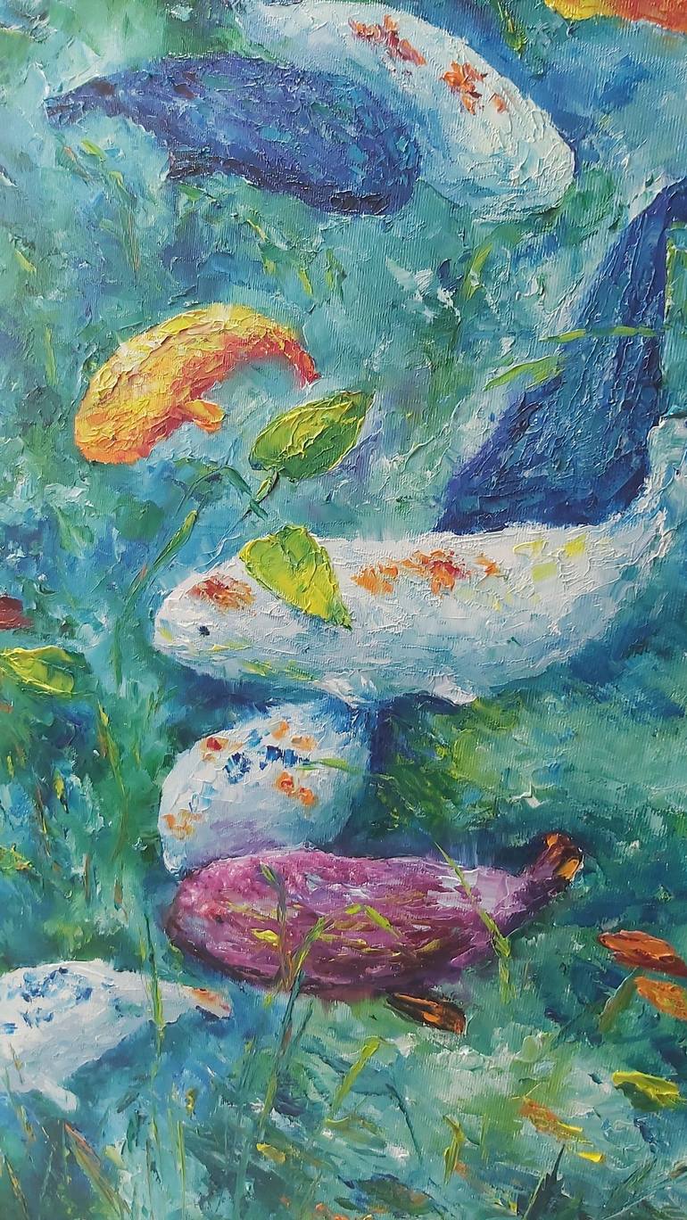 Original Abstract Expressionism Fish Painting by Tatiana Krilova