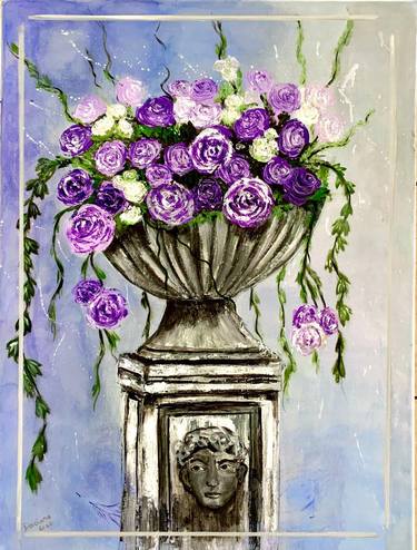 Original Art Deco Floral Paintings by Daciana Androne