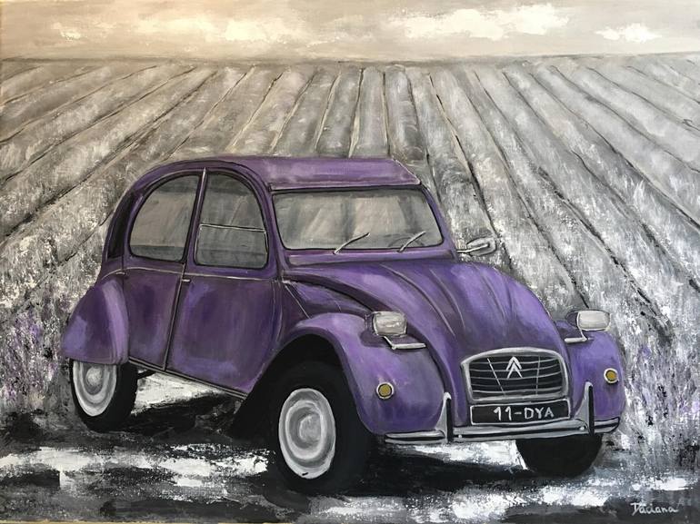 Original Art Deco Automobile Paintings by Daciana Androne