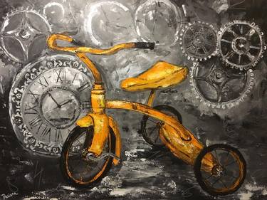 Original Art Deco Bicycle Paintings by Daciana Androne