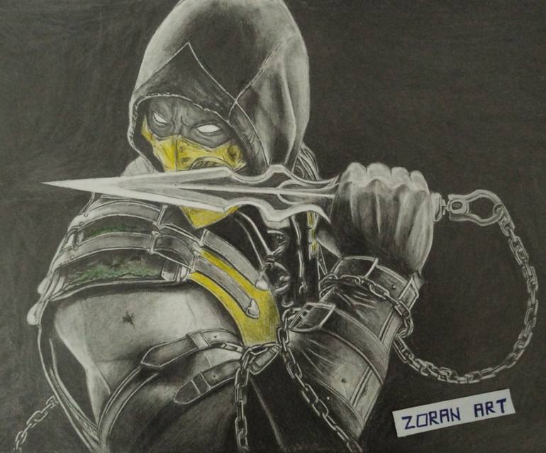 mortal kombat scorpion Drawing by zoran art | Saatchi Art